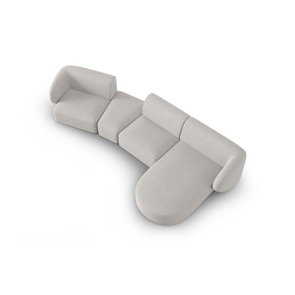 Divano angolare grigio chiaro (con penisola a destra/con chaise lounge) con rivestimento in ciniglia Paolo – Milo Casa-image-1
