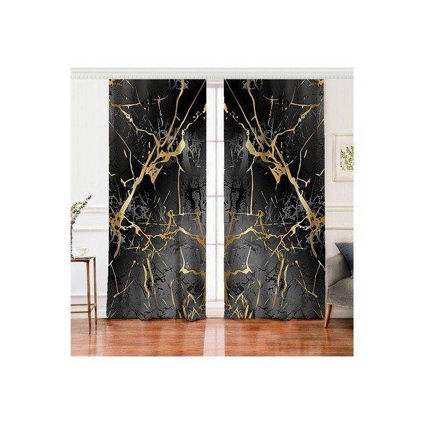 Tende in nero e oro in set di 2 140x260 cm - Mila Home-image-2