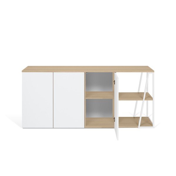 Cassettiera bassa bianca 190x81 cm Albi - TemaHome-image-2