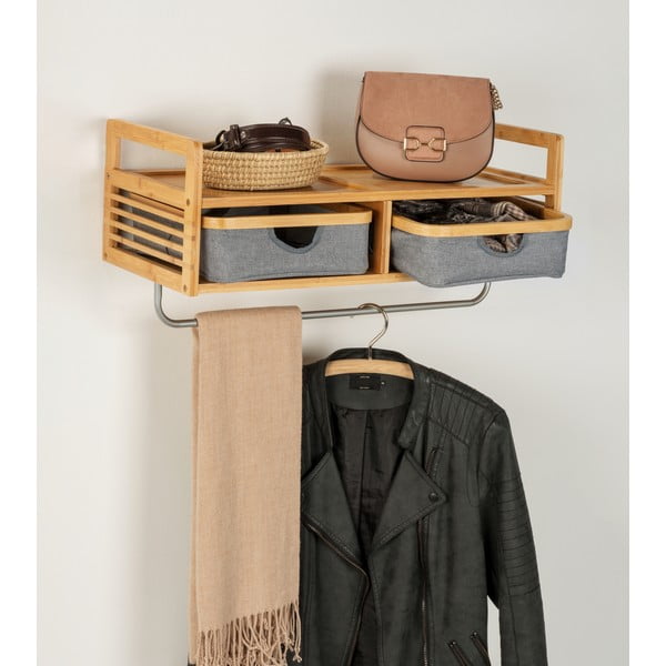 Attaccapanni colore naturale/grigio in bambù da parete Bahari - Wenko-image-4