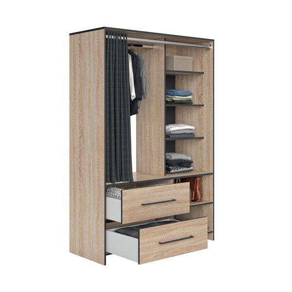 Armadio nero in rovere 122x182 cm Jungo - TemaHome-image-2