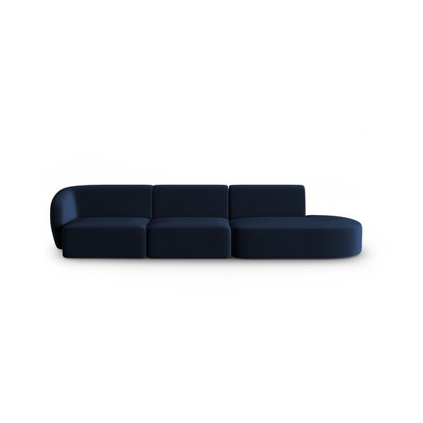 Divano blu con penisola a sinistra con rivestimento in velluto 311 cm Paolo – Milo Casa