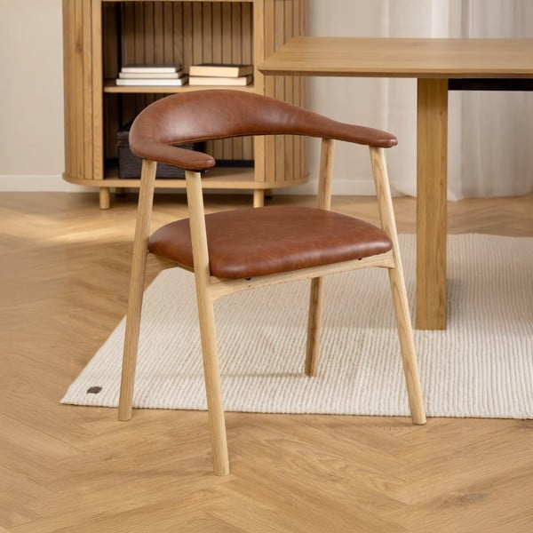 Sedia da pranzo marrone cognac/di colore naturale in similpelle Addi – Actona-image-1