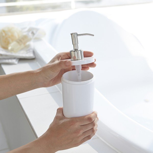 Dispenser per sapone bianco in plastica 500 ml Round – YAMAZAKI-image-4