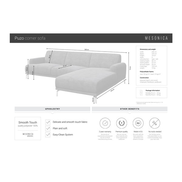 Divano angolare grigio chiaro, angolo destro Puzo - MESONICA-image-4