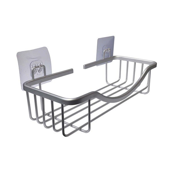 Mensola da bagno senza foratura color argento lucido in alluminio Filaire Aluminium – douceur d'intérieur-image-1