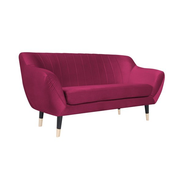 Divano rosa con gambe nere Benito, 158 cm - Mazzini Sofas-image-2
