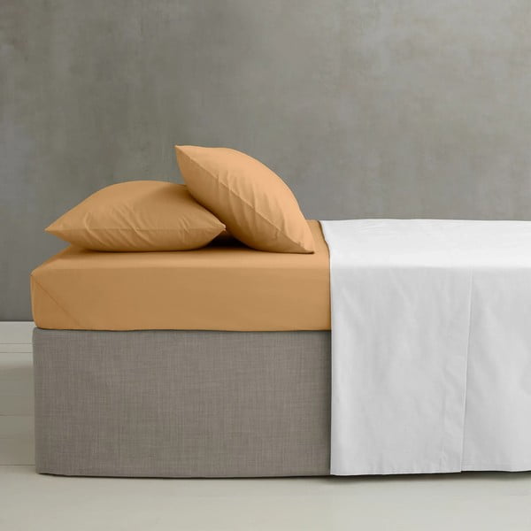 Lenzuolo con angoli giallo e arancione in percalle 90x190 cm Easy Iron Percale – Catherine Lansfield-image-1