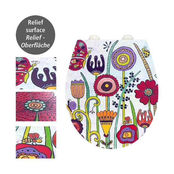 Sedile per wc con chiusura automatica 37 x 44,5 cm Rollin'Art Full Bloom - Wenko-image-2