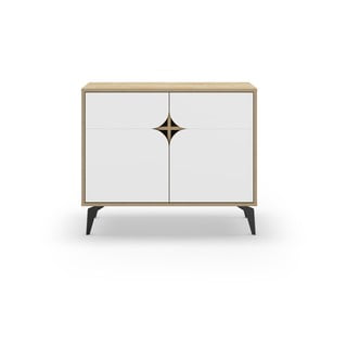 Mobile in rovere decorato in bianco e naturale 95x79 cm Nola - Marckeric