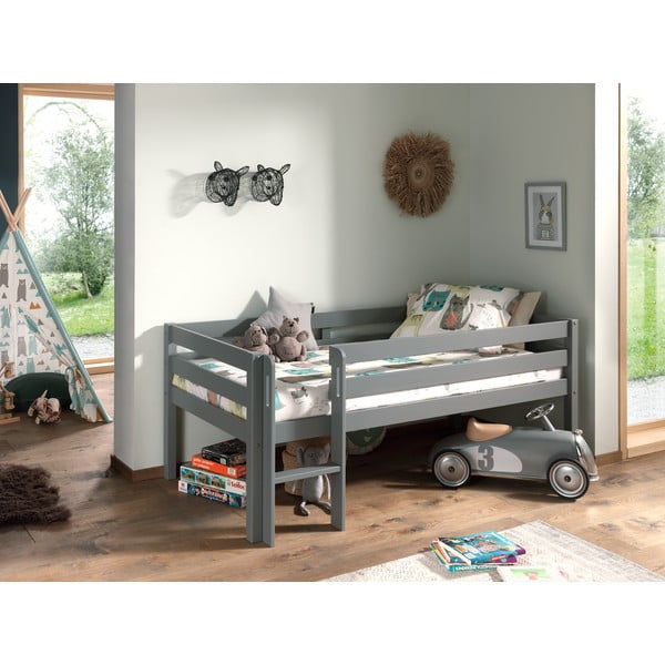 Letto rialzato grigio per bambini , 90 x 200 cm Pino - Vipack-image-4