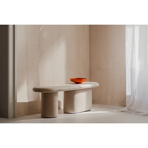 Panchina beige in imbottito con rivestimento in lana Rull – noo.ma-image-3