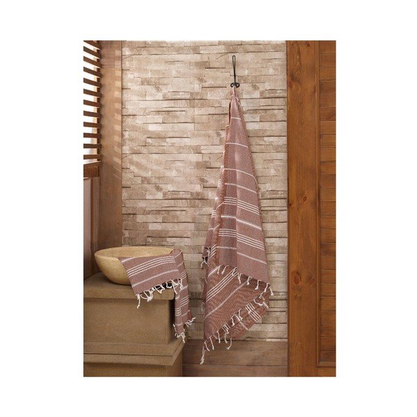 Set di asciugamani e teli da bagno marroni Hammam Sultan - Mijolnir