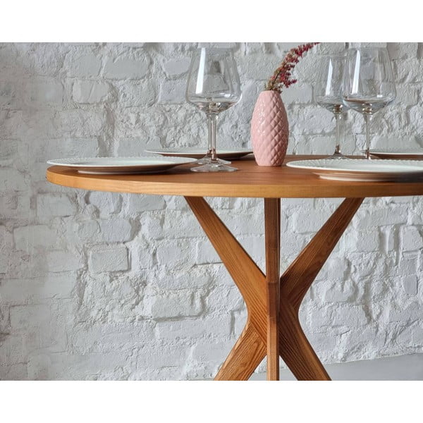 Tavolo da pranzo rotondo con piano effetto frassino ø 90 cm Jubi – Ragaba-image-2