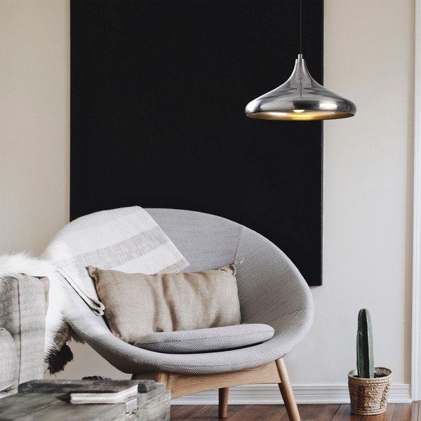 Lampadario argentato con paralume in metallo ø 35 cm Nile – Opviq lights-image-1