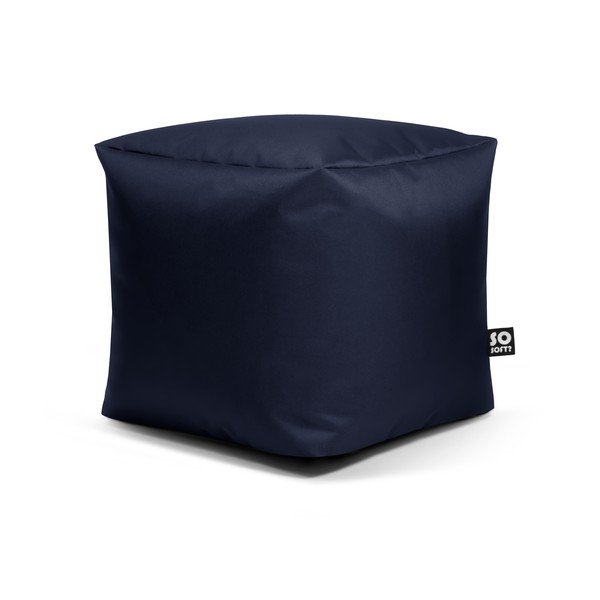 Pouf per bambini blu scuro con rivestimento in finta pelle Cube M – So Soft?
