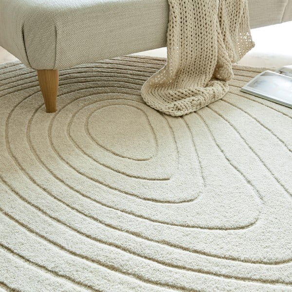 Tappeto beige in lana 200x290 cm Puddle Wool – Flair Rugs-image-2