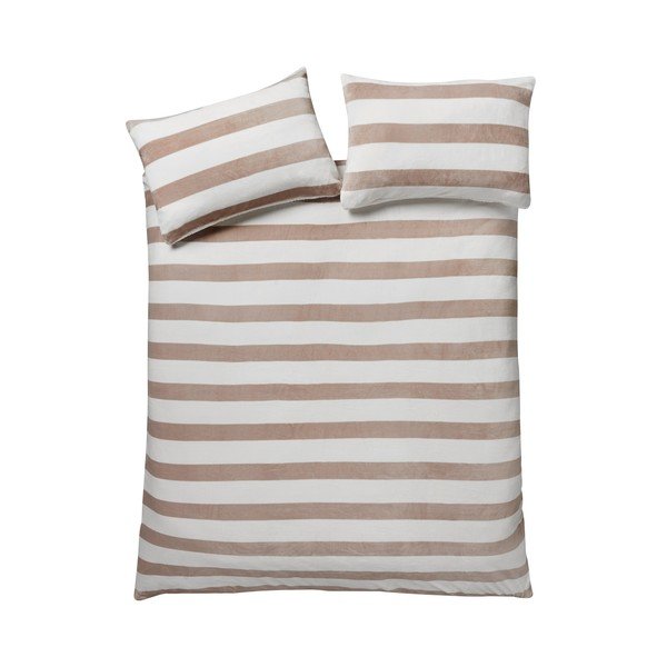 Set copripiumino e federa di colore naturale in sherpa per letto singolo 135x200 cm Cosy Sherpa Stripe – Catherine Lansfield