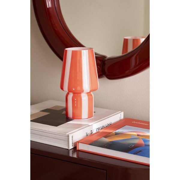 Lampada da tavolo rossa/bianca in vetro (altezza totale 21,5 cm) Carlo – Ellos Home-image-2