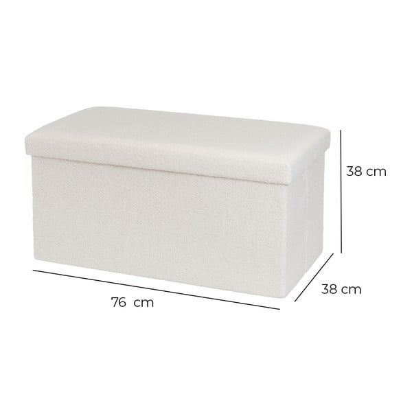 Poggiapiedi in tessuto bouclé bianco Ecru - Casa Selección-image-3