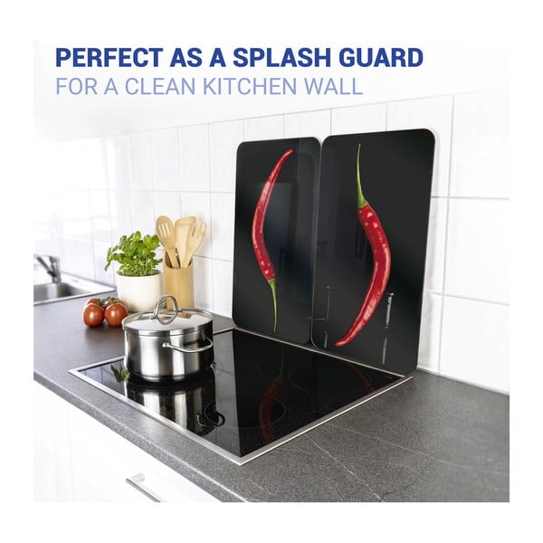 Set di 2 copri stufe in vetro, 52 x 30 cm Peperoni - Wenko-image-3