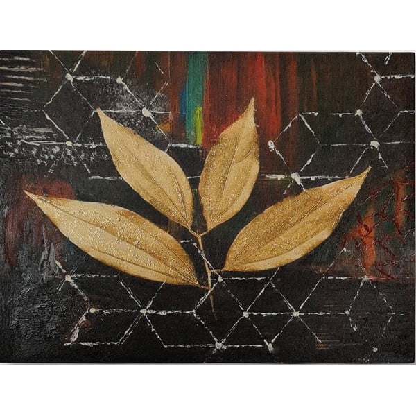 Quadro dipinto a mano 100x70 cm Leaf - Wallity