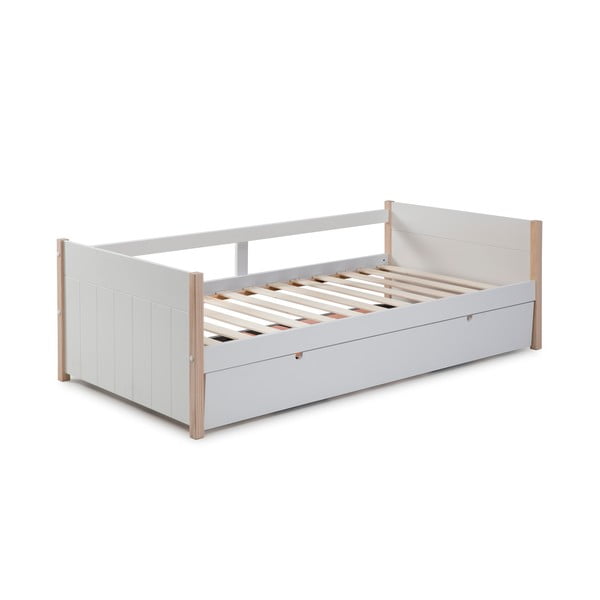 Letto per bambini in legno di pino bianco/naturale con letto estraibile 90x190 cm Kiara - Marckeric