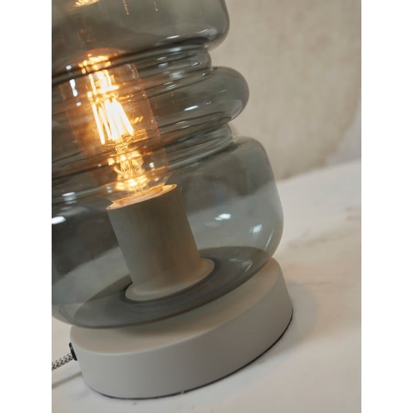 Lampada da tavolo grigia con paralume in vetro (altezza 23 cm) Verona - it's about RoMi-image-3