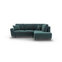 Divano angolare color petrolio allungabile e con contenitore (con penisola a destra/a L) con rivestimento in velluto Kyoto – Cosmopolitan Design