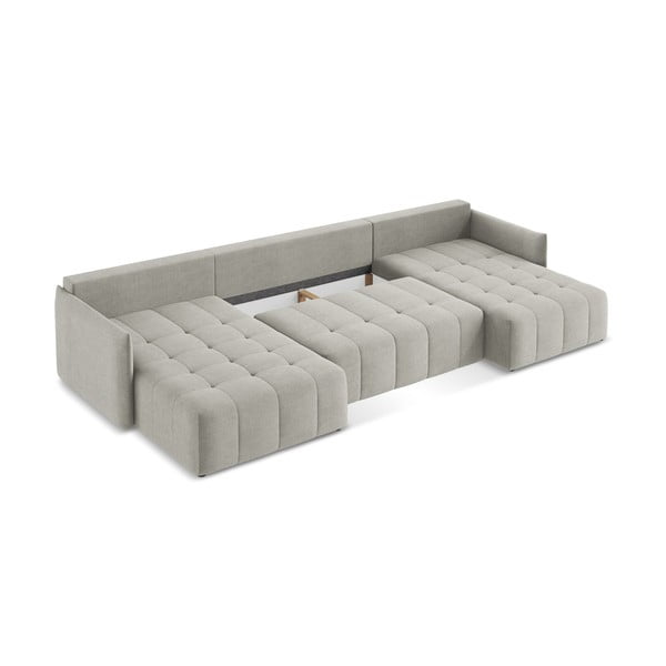 Divano angolare grigio chiaro allungabile/con contenitore (a U) Moku – Makamii-image-3