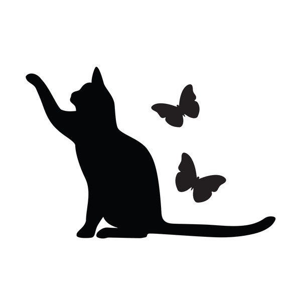 Adesivo nero per interruttore Cat Cat and Butterflies - Ambiance-image-2