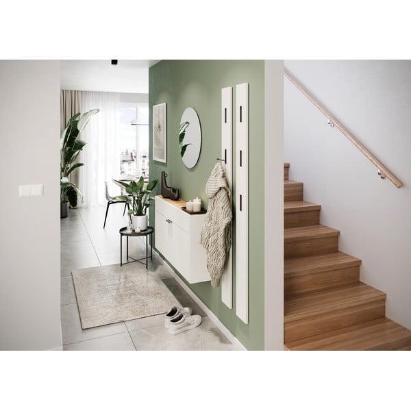 Armadietto bianco con effetto rovere 110x57x22 cm Ameca – Germania-image-1