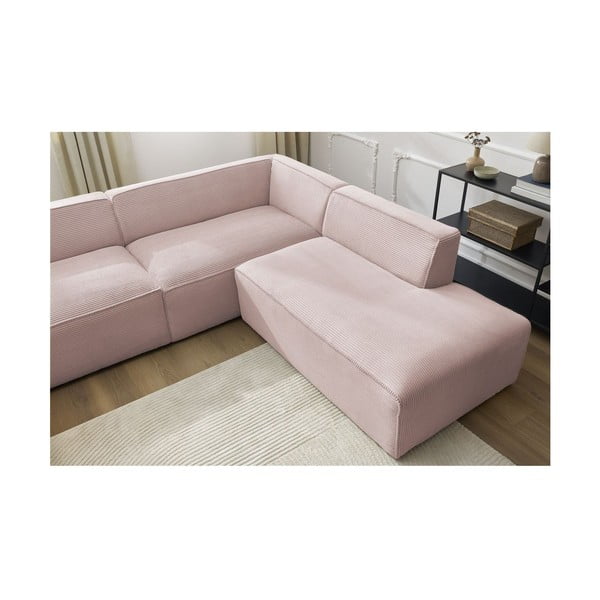 Divano angolare componibile rosa (penisola a destra/a U) con rivestimento in velluto a coste Megeve – Bobochic Paris-image-3