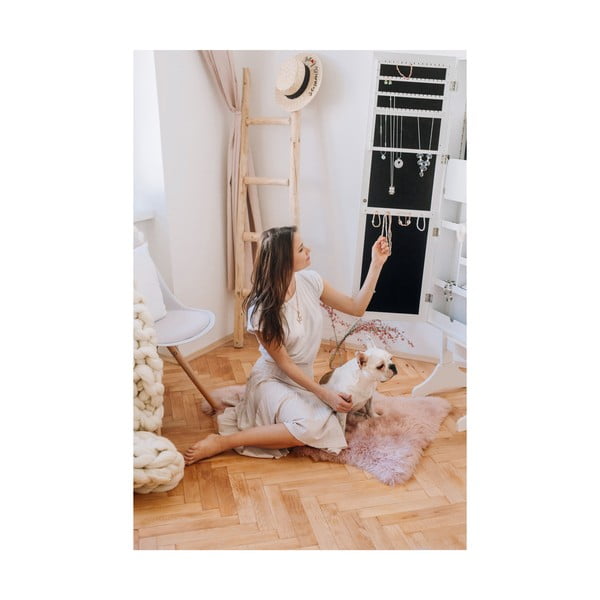 Portagioie da terra bianco con specchio e retroilluminazione a LED Bien - Bonami Essentials-image-1