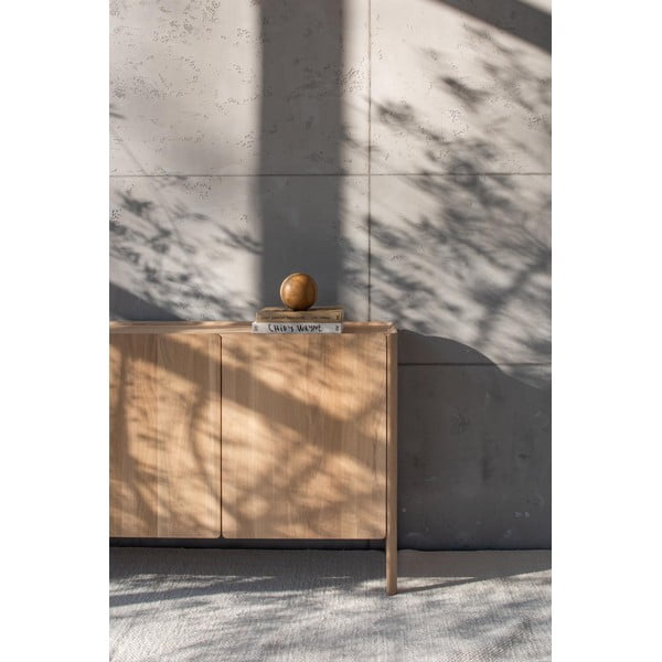 Cassettiera di colore naturale in rovere massiccio 220x85x42 cm Dvor – Gazzda-image-4