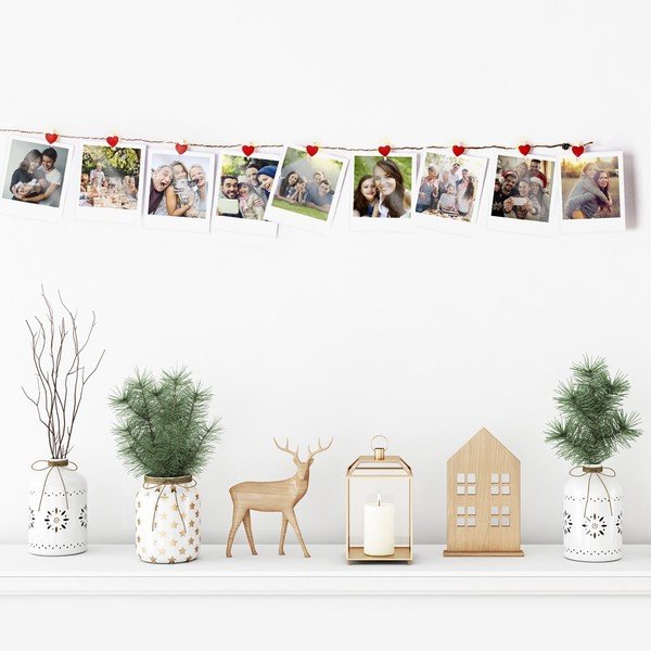 Catena luminosa a LED con clip a forma di cuore, 10 luci, lunghezza 1,4 m - DecoKing-image-4