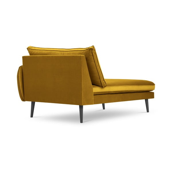 Poltrona lounge in velluto giallo con gambe nere , angolo destro Lento - Kooko Home-image-2