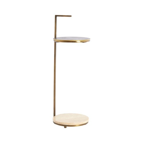 Tavolino rotondo con piano in pietra ø 26 cm Leda – Light & Living-image-2
