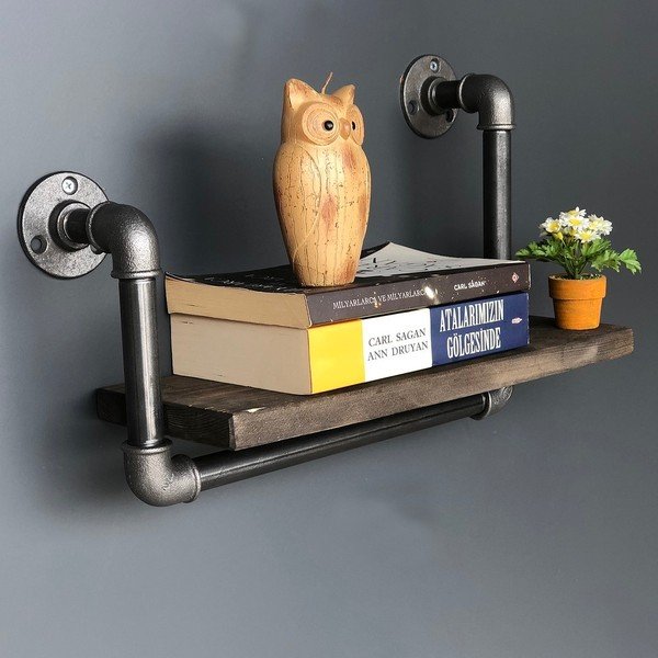 Mensola da parete in legno con tubo metallico Boruraf Angela - Unknown-image-2
