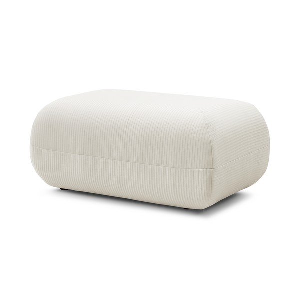 Pouf in velluto a coste bianco Lecomte - Bobochic Paris-image-3
