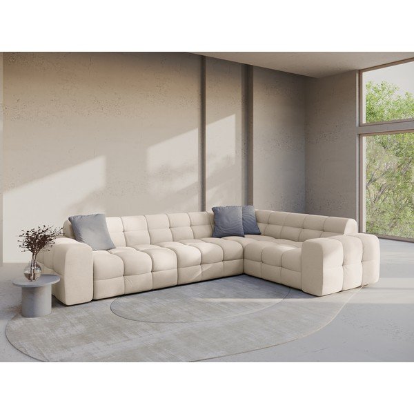 Divano angolare beige (con penisola a destra/a L) Kendal – Micadoni -image-1