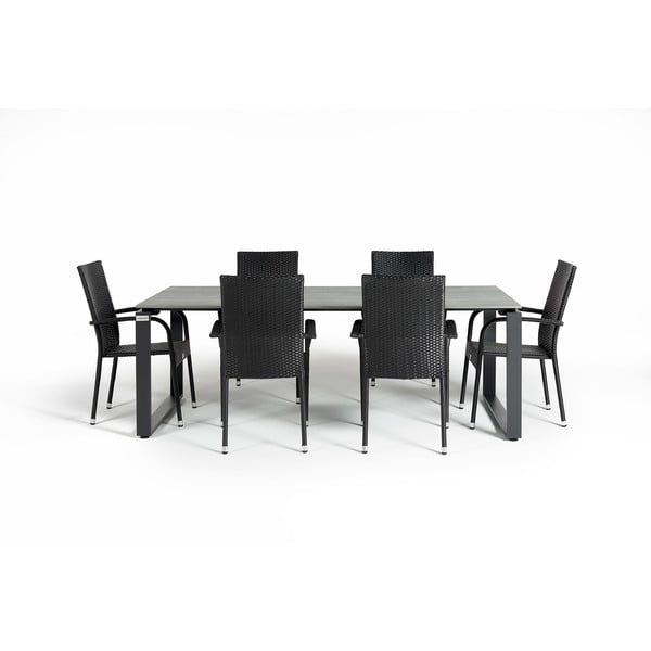 Set da pranzo da giardino per 6 persone con sedia nera Paris e tavolo Strong, 100 x 210 cm Strong & Paris - Bonami Selection-image-3