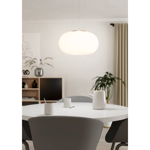 Lampadario bianco/argentato con paralume in vetro ø 44,5 cm OPTICA – EGLO-image-1