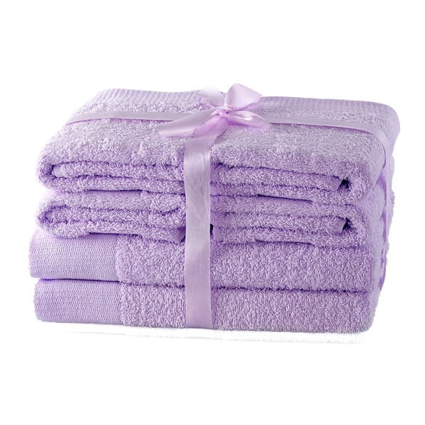 Asciugamani e teli da bagno in spugna di cotone color lavanda in un set di 6 pezzi Amari - AmeliaHome