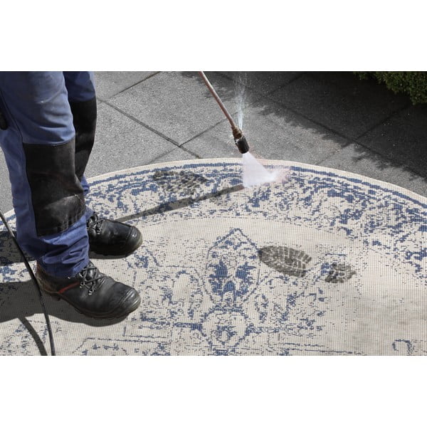 Tappeto da esterno blu e crema , ø 140 cm Borbon - NORTHRUGS-image-2