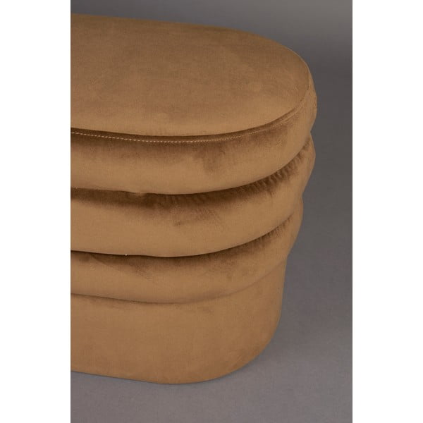 Panchina marrone con rivestimento in velluto Aditi – Dutchbone-image-3