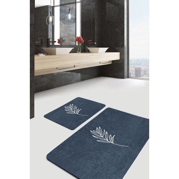 Tappetini da bagno blu in set da 2 100x60 cm - Minimalist Home World-image-1