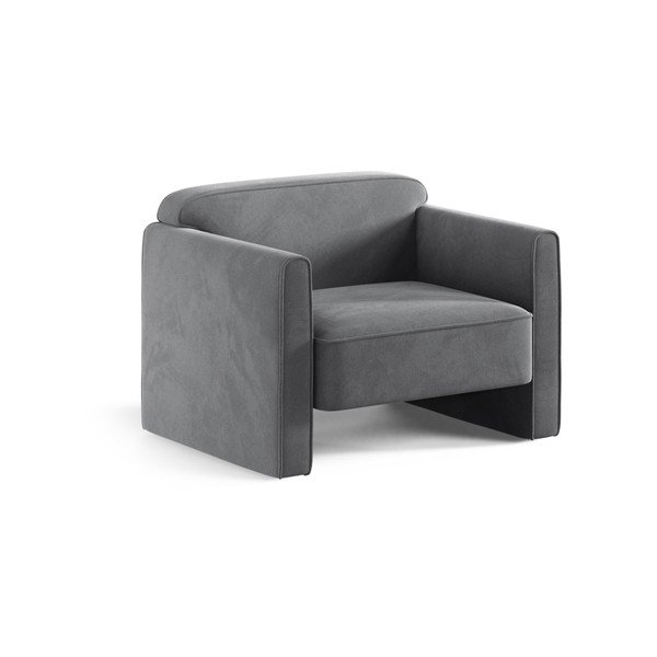 Poltrona grigia con rivestimento in velluto Abby – Micadoni 