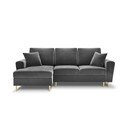 Divano angolare grigio chiaro allungabile e con contenitore (con penisola a sinistra/con chaise lounge) con rivestimento in velluto Kyoto – Cosmopolitan Design