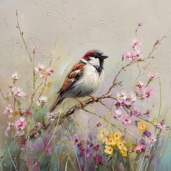 Dipinto stampato dipinto su tela 32x32 cm Sparrow – Styler